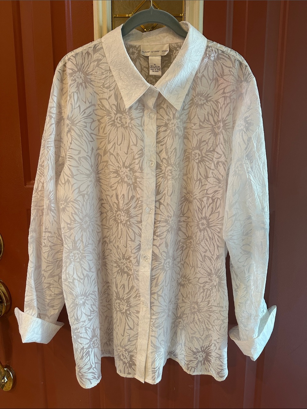 White Floral Button-Up Shirt